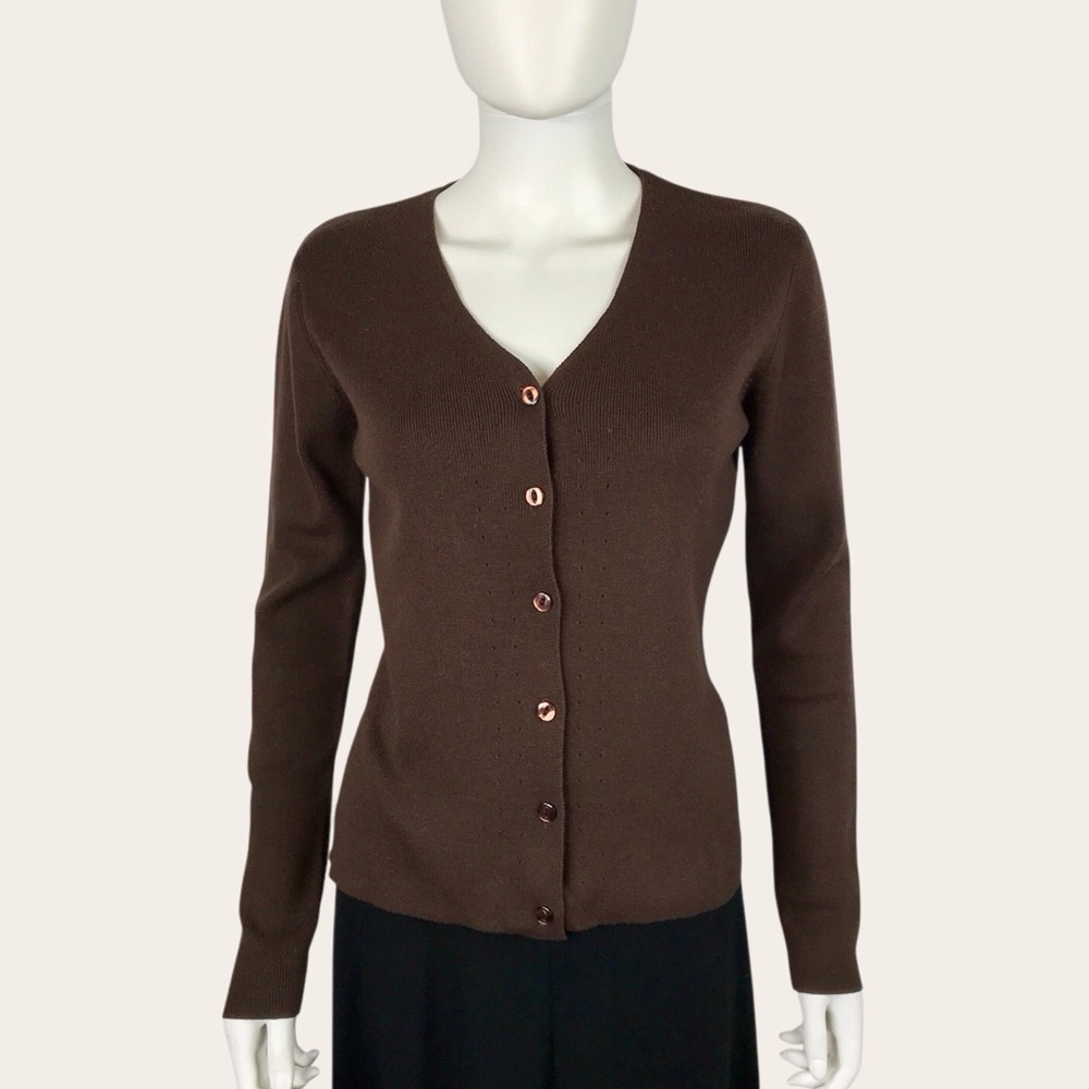 BP Brown Knit Cardigan Button-Up V-Neck Sweater